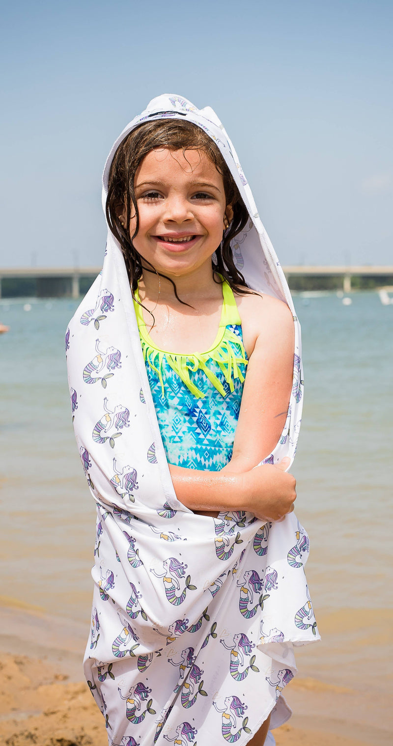 Luv Bug Co Hooded UPF 50+Sunscreen Towel - Mermaids