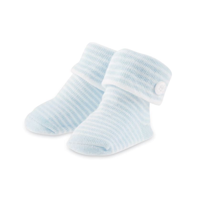 Mudpie Blue Striped Button Socks