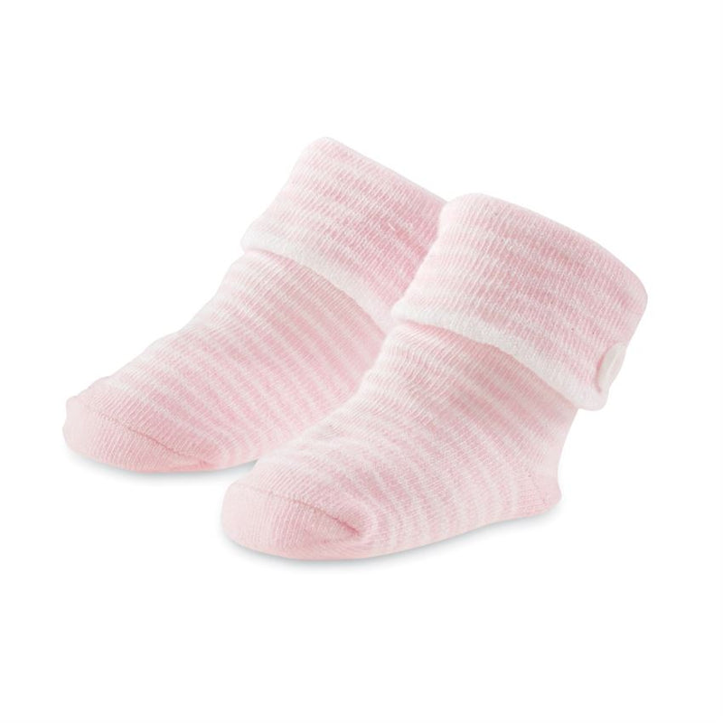 Mudpie Pink Striped Button Baby Socks