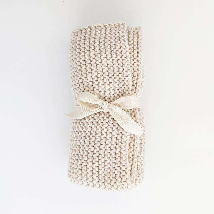 Huggalugs  Natural Garter Stitch Knit Blanket