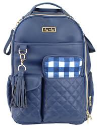 Itzy Ritzy Boss Diaper Bag Backpack Navy Gingham