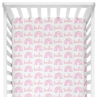 Sugar + Maple Crib Sheet - Rainbow Pink