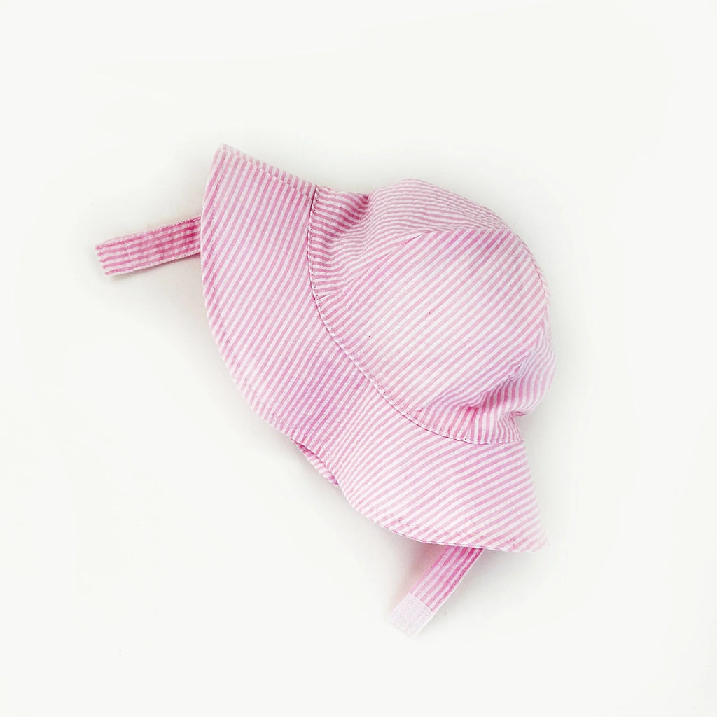Huggalug Pink Stripe UPF 25+ Seersucker Sunhat for Babies & Toddlers