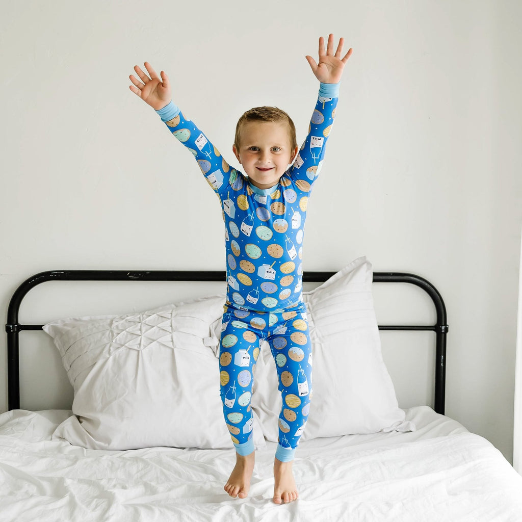 Little Sleepies Two-Piece Bamboo Viscose Pajama Set - Blue Cookies & Milk