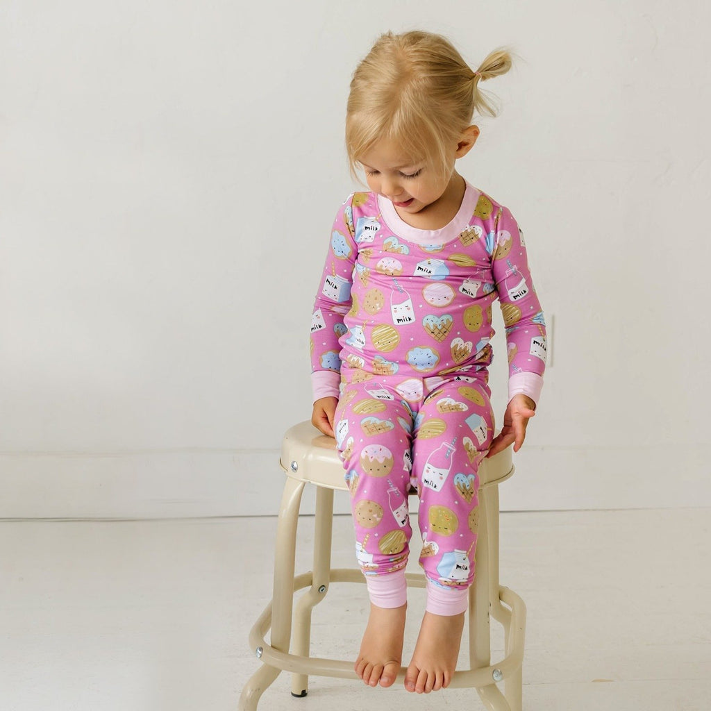 Little Sleepies Two-Piece Bamboo Viscose Pajama Set - Pink Cookies & Milk