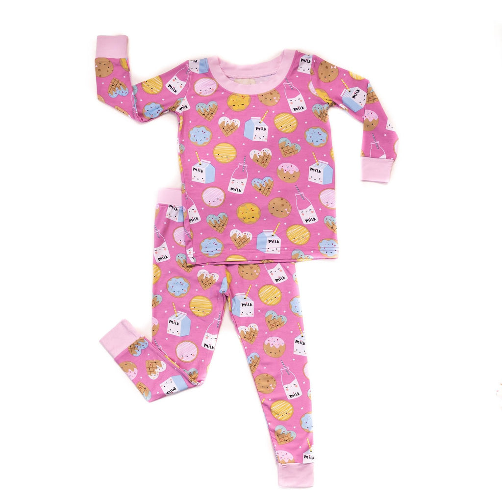 Little Sleepies Two-Piece Bamboo Viscose Pajama Set - Pink Cookies & Milk