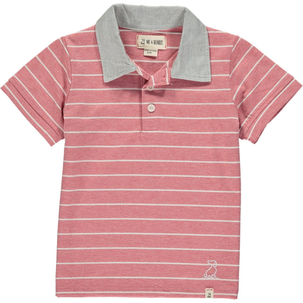 Me & Henry Red/White Stripe Jersey Polo