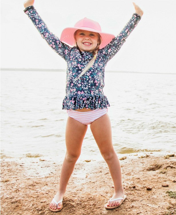 RuffleButts Girls 2-Piece Swimsuit Set - Blue Seersucker Ruffled Rash... RuffleButts Girls 2-Piece Swimsuit Set - Blue Seersucker Ruffled Rash...
