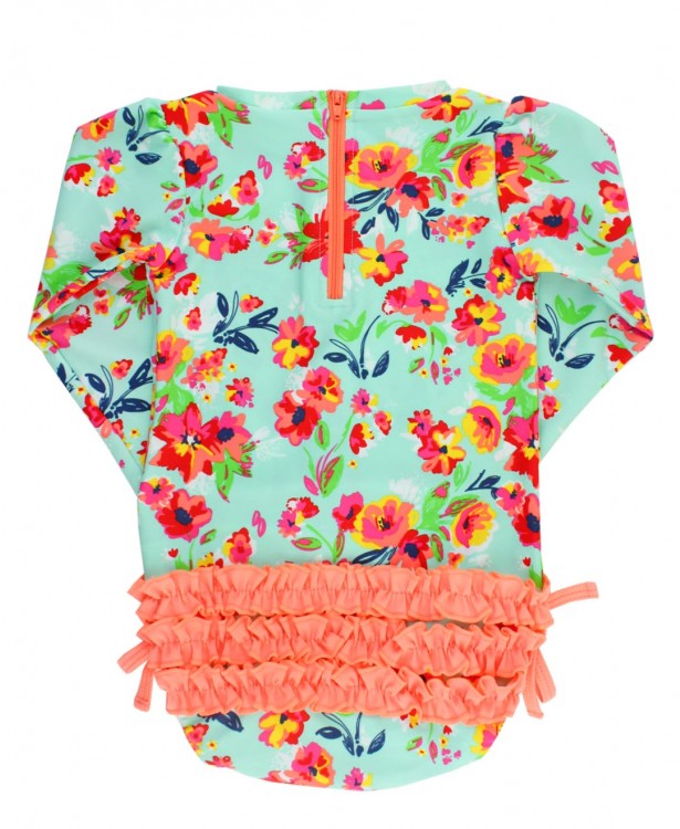 Ruffle Butts Painted Flowers One Piece Rash Guard