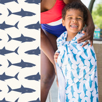 Luv Bug Co Hooded UPF 50+Sunscreen Towel - Sharks