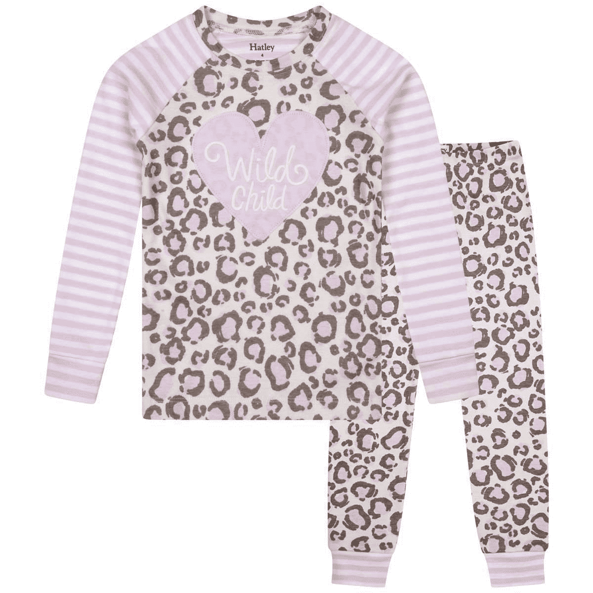 Hatley Painted Leopard Organic Cotton Raglan Pajama Set