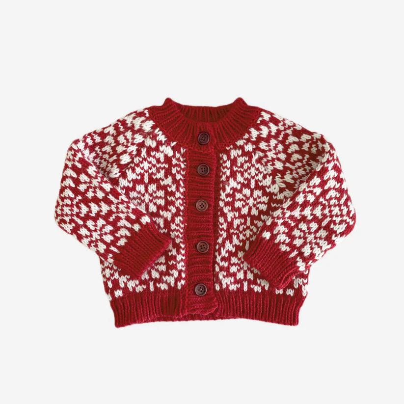 The Blueberry Hill Snowfall Cardigan, Red