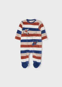 Mayoral Striped Velvet Footed One-Piece
