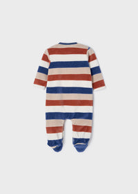 Mayoral Striped Velvet Footed One-Piece