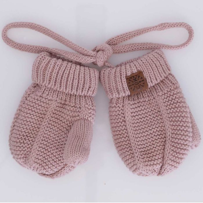 Calikids Baby Knit Fleece-Lined String Mittens