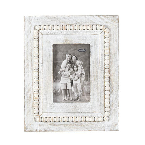 Mud Pie 4x7 White Beaded Wood Frame – Baby Go Round, Inc.