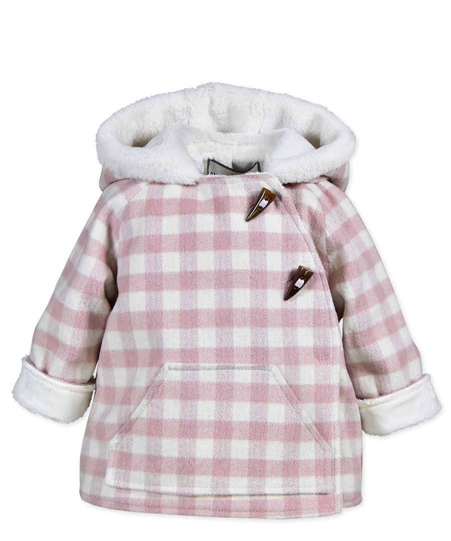 Widgeon Baby Plaid Wrap Jacket Pink with hood