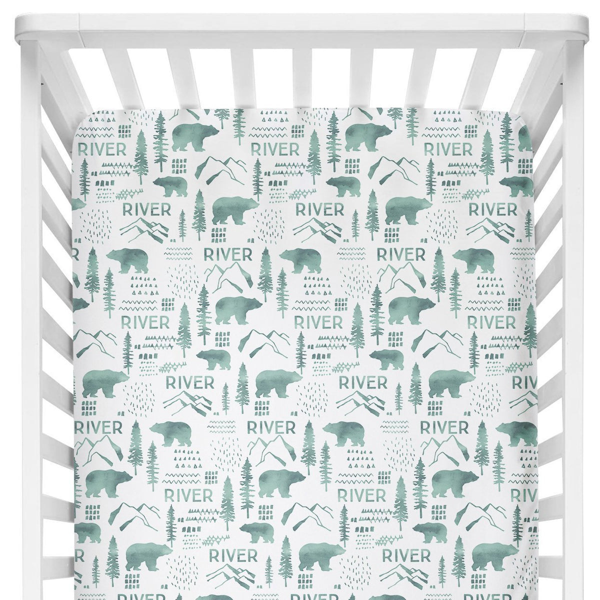 Sugar + Maple Crib Sheet - Woodland Green